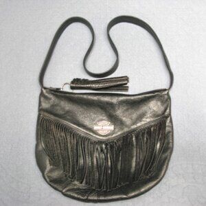 Harley-Davidson Black Leather Fringe Shoulder Bag